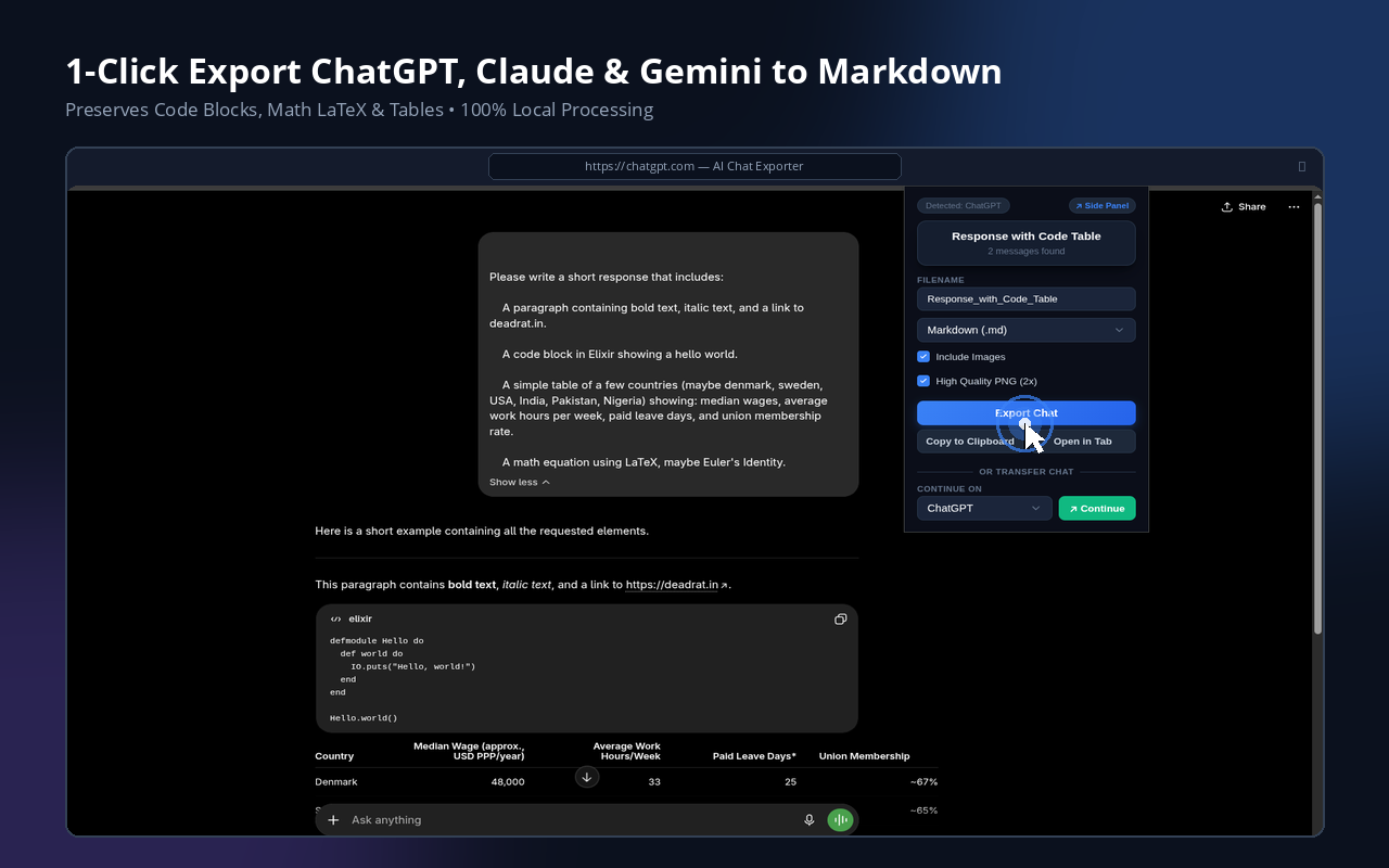 AI Chat Exporter Preview