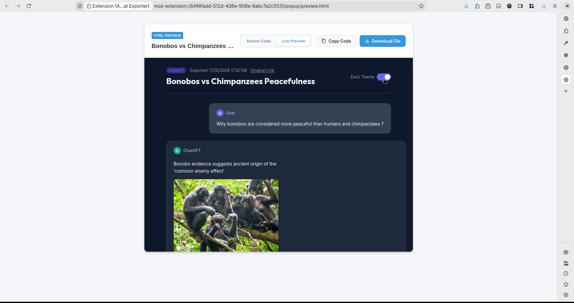 Exported HTML File
