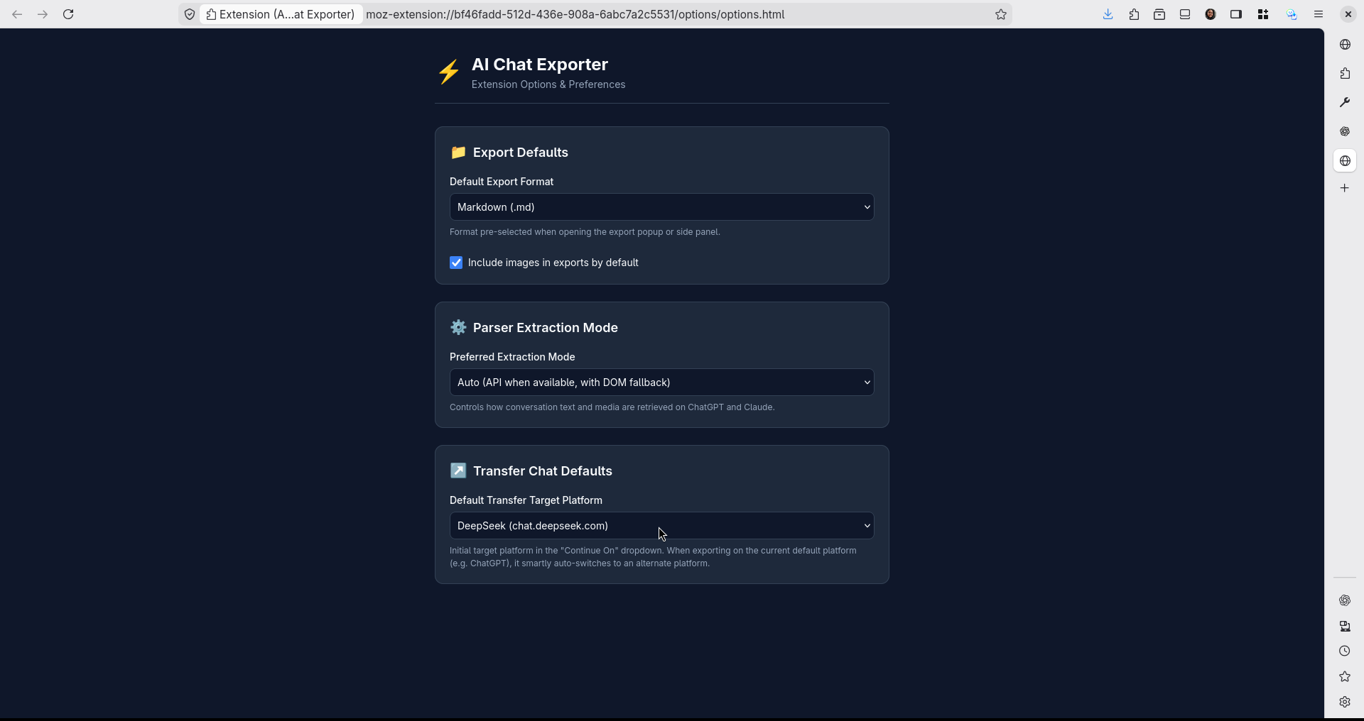 Extension Settings